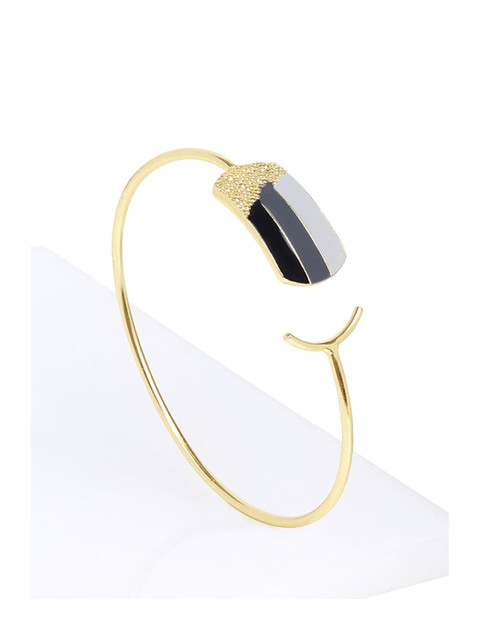 

Mikoto by FableStreet Women Gold-Plated & Black Brass Enamelled Cuff Bracelet