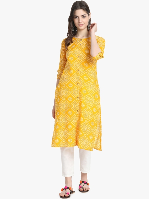 

ALC Creations Women Yellow Ethnic Motifs Printed Kurta