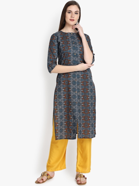 

ALC Creations Women Navy Blue Ethnic Motifs Printed Kurta