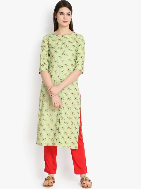 

ALC Creations Women Green & Red Floral Printed Kurta