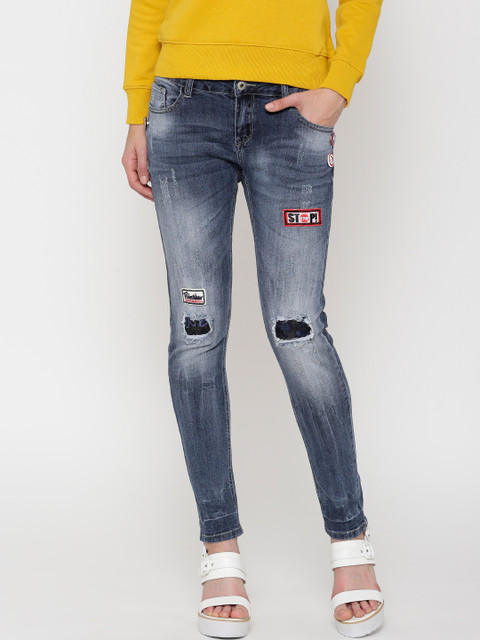 

Deal Jeans Women Blue Mid-Rise Mild Distress Jeans