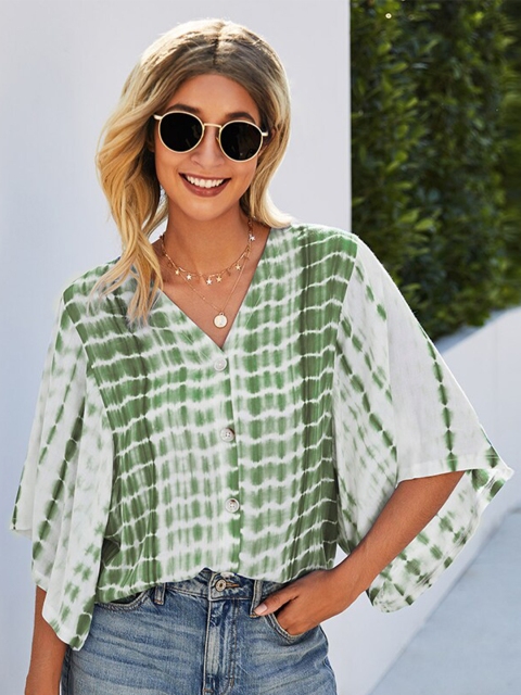 

GRACE & JACK Women Beautiful Off-White Tie and Dye Top