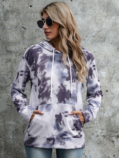 

GRACE & JACK Women Lavender Printed Hooded Sweatshirt