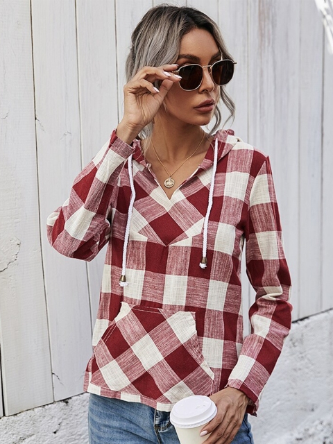 

GRACE & JACK Red & White Checked Shirt Style Top