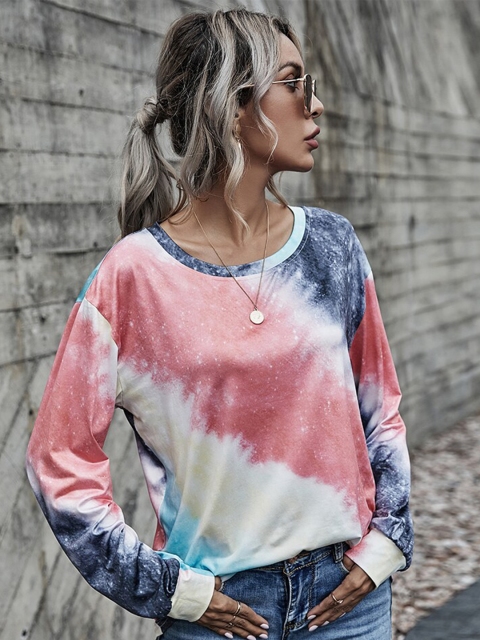 

GRACE & JACK Pink & Blue Tie and Dye Regular Top