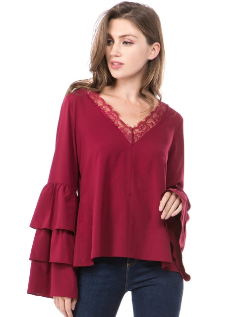 

GRACE & JACK Women Gorgeous Red Solid Top