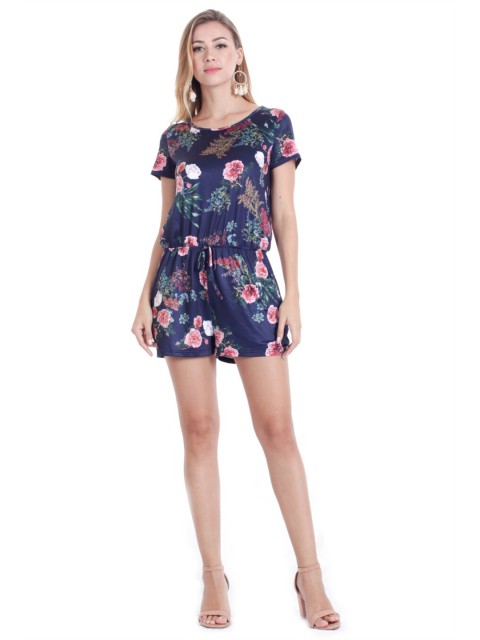 

GRACE & JACK Navy Blue & Pink Printed Jumpsuit