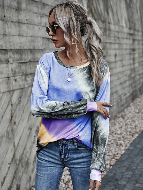 

GRACE & JACK Blue Tie and Dye Regular Top