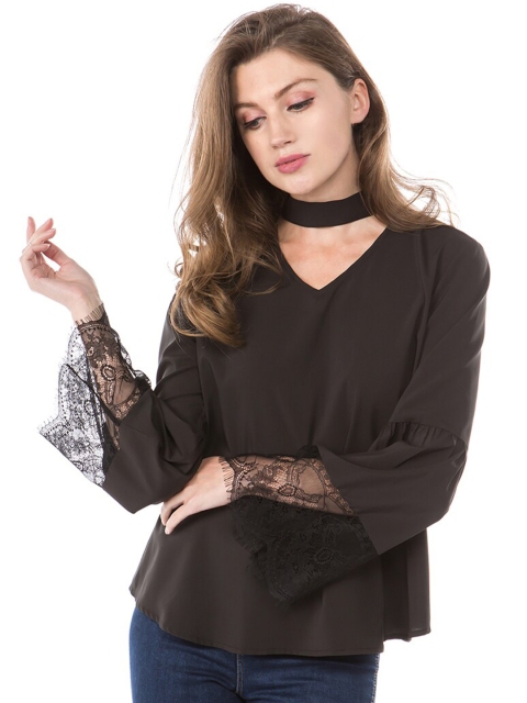 

GRACE & JACK Women Stylish Black Solid Top