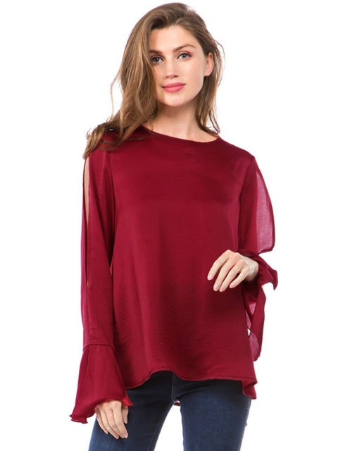

GRACE & JACK Woman Maroon Regular Top