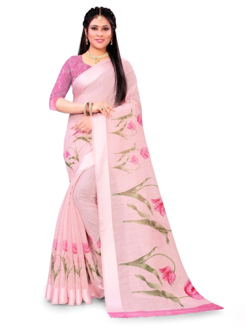 

Viva N Diva Pink & Green Floral Printed Saree