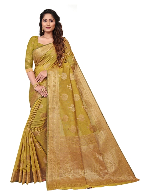 

Viva N Diva Lime Green & Gold-Coloured Ethnic Motifs Jacquard Zari Saree