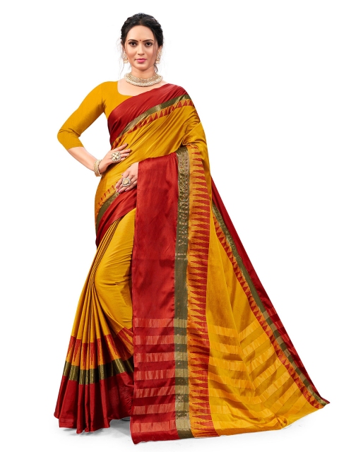 

Viva N Diva Yellow & Red Woven Design Art Silk Kanjeevaram Saree