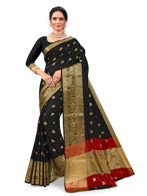 

Nimayaa Black & Red Ethnic Motifs Woven Design Saree