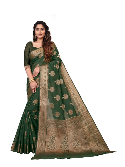 

Viva N Diva Green & Beige Floral Zari Saree