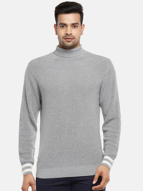 

BYFORD by Pantaloons Men Grey Melange & White Solid Pullover