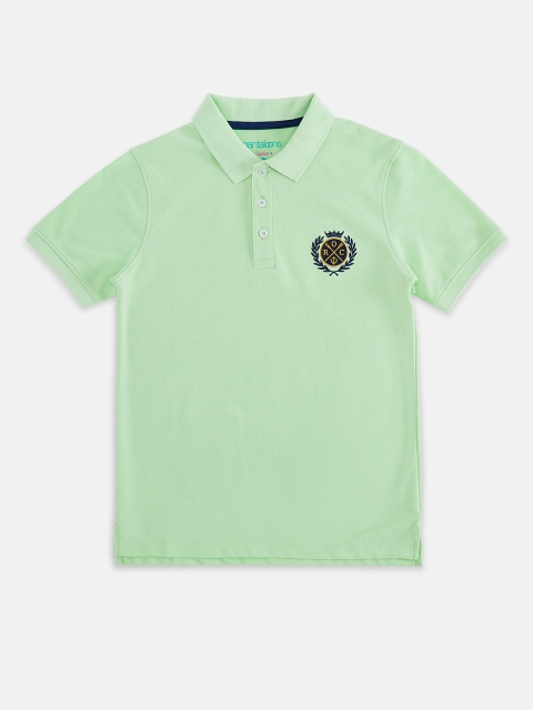 

Pantaloons Junior Boys Green Polo Collar Cotton T-shirt