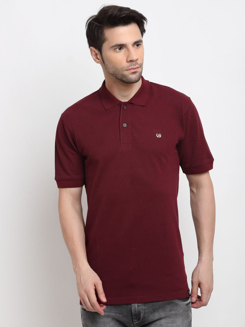 

La Mode Men Maroon Polo Collar Slim Fit T-shirt