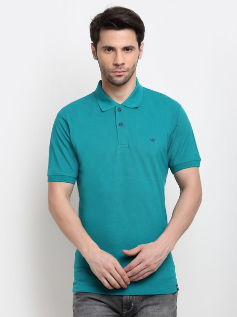 

La Mode Men Teal Polo Collar Slim Fit T-shirt
