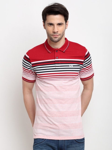 

La Mode Men Red & Pink Striped Slim Fit T-shirt