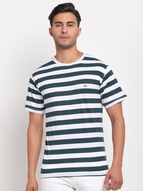 

La Mode Men Blue Striped Slim Fit T-shirt