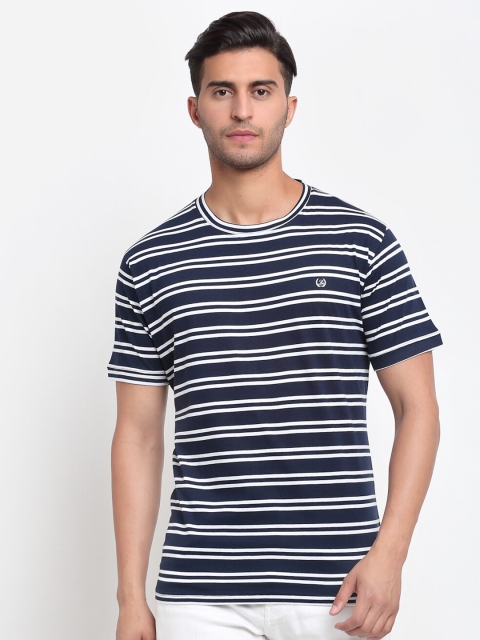 

La Mode Men Blue & White Striped Slim Fit T-shirt