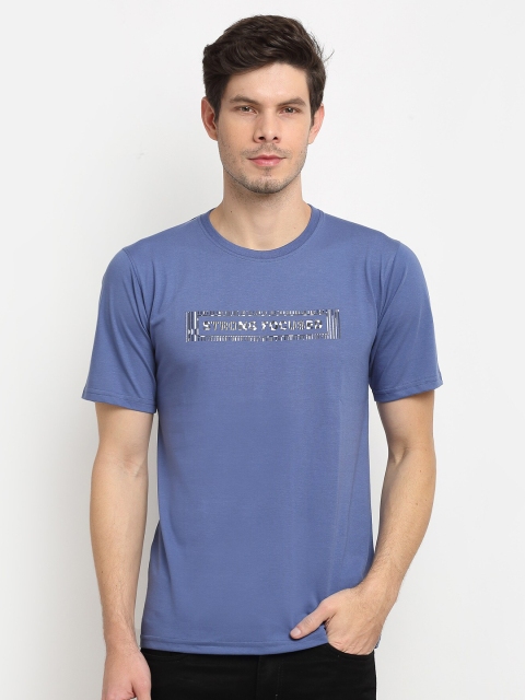 

La Mode Men Blue Printed Slim Fit T-shirt