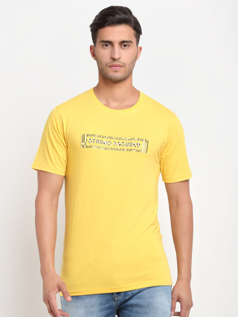 

La Mode Men Yellow & White Typography Printed Slim Fit T-shirt