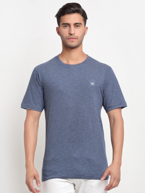 

La Mode Men Blue Striped Slim Fit T-shirt