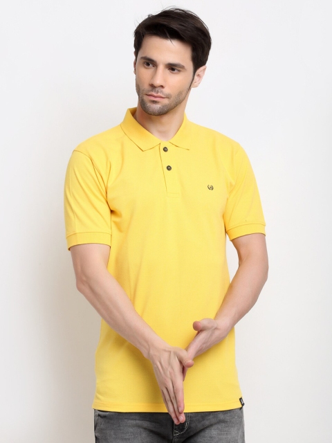 

La Mode Men Yellow Polo Collar Cotton Slim Fit T-shirt