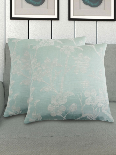 

Home Centre Set Of 2 Green Printed Square Cushion Covers