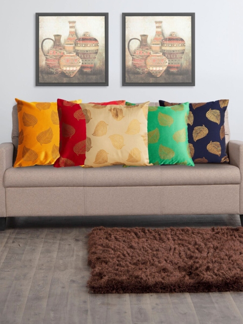 

Home Centre Yellow & Red Set of 5 Floral Square Cushion Covers