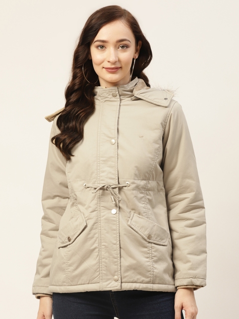 

Okane Women Beige Detachable Hood Parka Jacket