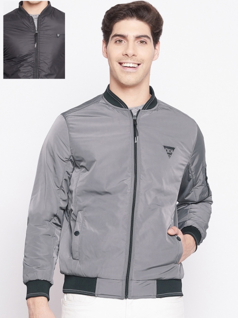 

Okane Men Grey Reversible Bomber Jacket