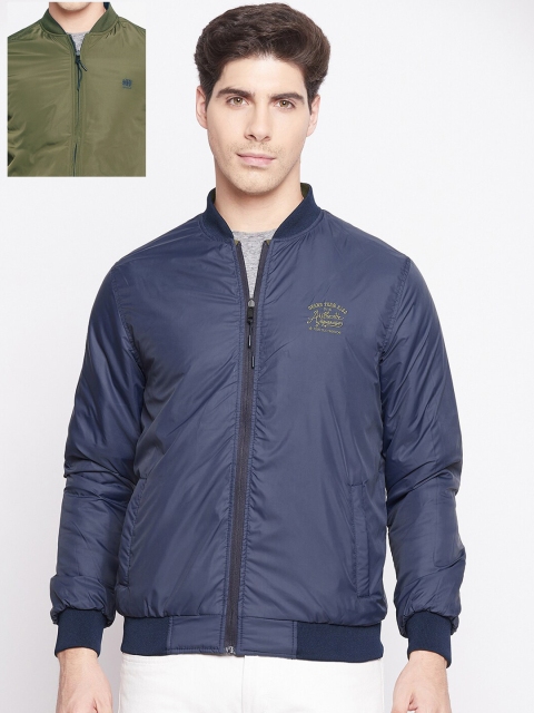 

Okane Men Olive Green Reversible Bomber Jacket