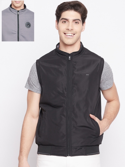

Okane Men Black Geometric Reversible Tailored Jacket
