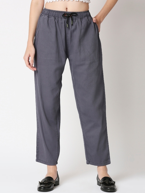 

High Star Women Grey Mom Fit High-Rise Trousers