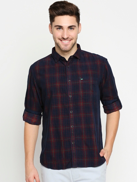 

Basics Men Red Slim Fit Tartan Checked Casual Shirt