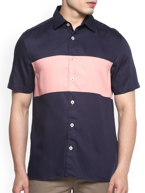 

Ted Baker Men Navy Blue Opaque Colourblocked Casual Shirt