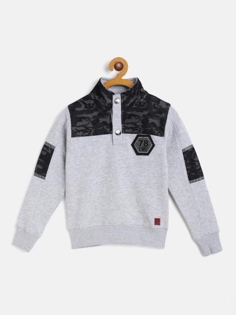 

Little Marco Boys Grey Melange & Black Camouflage Print Sweatshirt