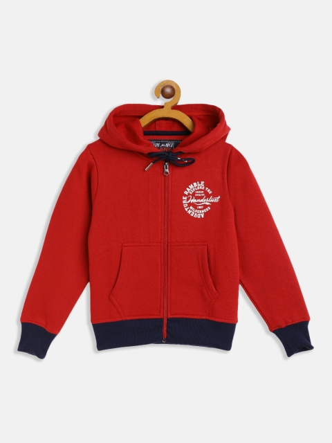 

Little Marco Boys Red Solid Hooded Sweatshirt