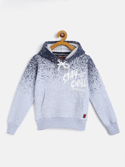 

Little Marco Boys Blue & White Printed Hooded Sweatshirt