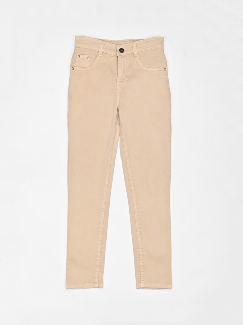 

ZOLA Girls Beige Solid Slim Fit Cropped Jeans