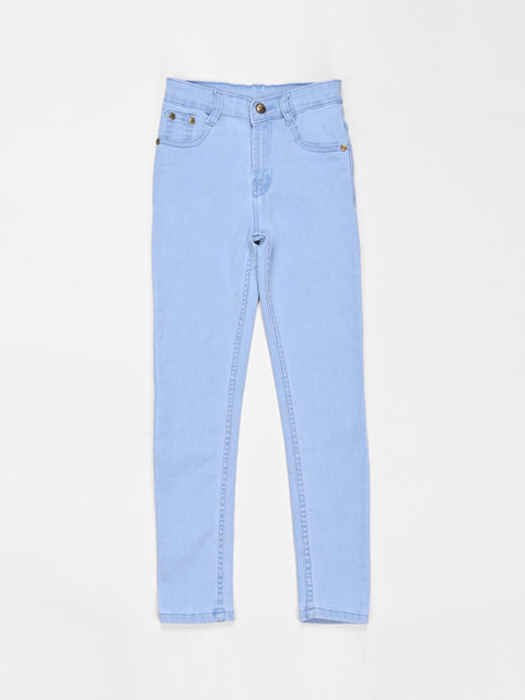 

ZOLA Girls Turquoise Blue Cotton Slim Fit Jeans