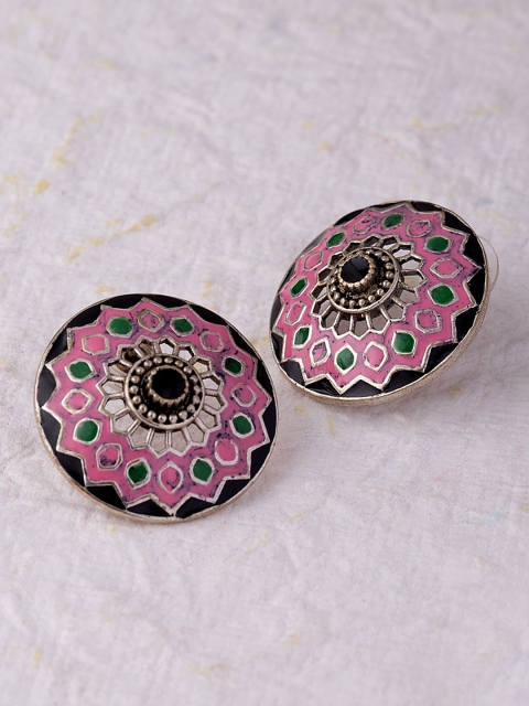 

Studio Voylla Kutch Pink Silver-Plated Stud Earrings