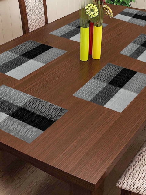 

Lushomes Pack of 6 Striped Rectangle Table Placemats, Grey