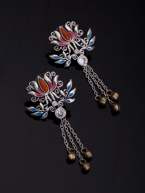 

Studio Voylla Kutch Oxidised Silver-Plated Drop Earrings
