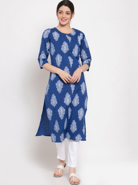

ALC Creations Women Blue Ethnic Motifs Printed Cotton Kurta