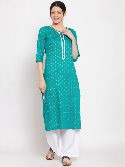 

ALC Creations Women Blue Geometric Thread Work Kurta
