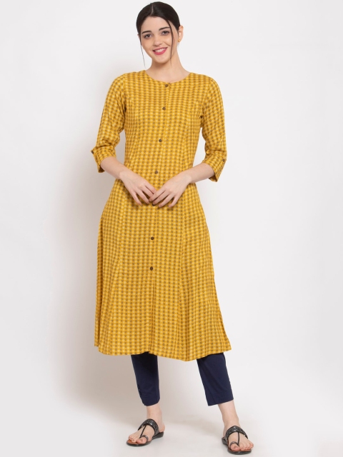 

ALC Creations Women Yellow Striped Kurta